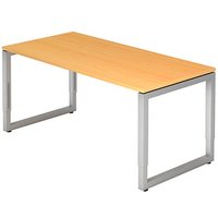 HAMMERBACHER RS16 höhenverstellbarer Schreibtisch buche rechteckig, Kufen-Gestell silber 160,0 x 80,0 cm von HAMMERBACHER