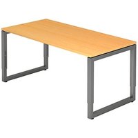 HAMMERBACHER RS16 höhenverstellbarer Schreibtisch buche rechteckig, Kufen-Gestell grau 160,0 x 80,0 cm von HAMMERBACHER