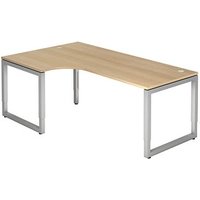 HAMMERBACHER RS82 höhenverstellbarer Schreibtisch eiche L-Form, O-Fuß-Gestell silber 200,0 x 120,0 cm von HAMMERBACHER