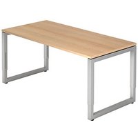 HAMMERBACHER RS16 höhenverstellbarer Schreibtisch eiche rechteckig, O-Fuß-Gestell silber 160,0 x 80,0 cm von HAMMERBACHER