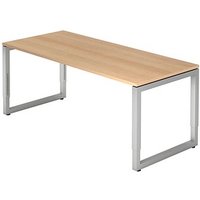 HAMMERBACHER RS19 höhenverstellbarer Schreibtisch eiche rechteckig, O-Fuß-Gestell silber 180,0 x 80,0 cm von HAMMERBACHER