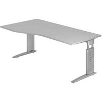 HAMMERBACHER US18 höhenverstellbarer Schreibtisch lichtgrau Trapezform, C-Fuß-Gestell silber 180,0 x 100,0 cm von HAMMERBACHER