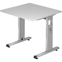 HAMMERBACHER OS 08 höhenverstellbarer Schreibtisch lichtgrau quadratisch, C-Fuß-Gestell silber 80,0 x 80,0 cm von HAMMERBACHER