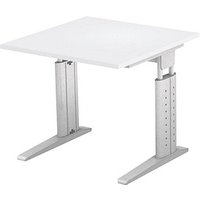 HAMMERBACHER US08 höhenverstellbarer Schreibtisch lichtgrau quadratisch, C-Fuß-Gestell silber 80,0 x 80,0 cm von HAMMERBACHER