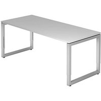 HAMMERBACHER RS19 höhenverstellbarer Schreibtisch lichtgrau rechteckig, Kufen-Gestell silber 180,0 x 80,0 cm von HAMMERBACHER