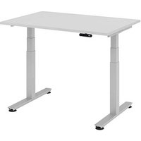 HAMMERBACHER XDSM12 elektrisch höhenverstellbarer Schreibtisch lichtgrau rechteckig, T-Fuß-Gestell silber 120,0 x 80,0 cm von HAMMERBACHER