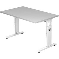 HAMMERBACHER OS 12 höhenverstellbarer Schreibtisch lichtgrau rechteckig, C-Fuß-Gestell weiß 120,0 x 80,0 cm von HAMMERBACHER