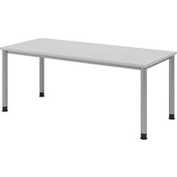 HAMMERBACHER HS19 höhenverstellbarer Schreibtisch lichtgrau rechteckig, 4-Fuß-Gestell silber 180,0 x 80,0 cm von HAMMERBACHER