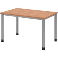 HAMMERBACHER HS12 höhenverstellbarer Schreibtisch nussbaum rechteckig, 4-Fuß-Gestell silber 120,0 x 80,0 cm von HAMMERBACHER
