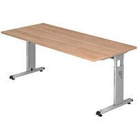 HAMMERBACHER OS 19 höhenverstellbarer Schreibtisch nussbaum rechteckig, C-Fuß-Gestell silber 180,0 x 80,0 cm von HAMMERBACHER