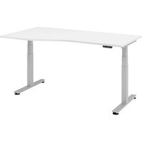 HAMMERBACHER VXDSM18 elektrisch höhenverstellbarer Schreibtisch weiß Trapezform, T-Fuß-Gestell silber 180,0 x 100,0 cm von HAMMERBACHER