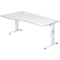 HAMMERBACHER OS 18 höhenverstellbarer Schreibtisch weiß Trapezform, C-Fuß-Gestell weiß 180,0 x 80,0/100,0 cm von HAMMERBACHER