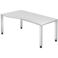 HAMMERBACHER QS18 höhenverstellbarer Schreibtisch weiß Trapezform, 4-Fuß-Gestell silber 180,0 x 80,0/100,0 cm von HAMMERBACHER