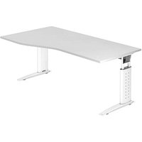 HAMMERBACHER US18 höhenverstellbarer Schreibtisch weiß Trapezform, C-Fuß-Gestell silber 180,0 x 100,0 cm von HAMMERBACHER