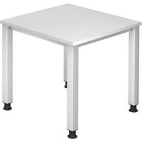 HAMMERBACHER QS08 höhenverstellbarer Schreibtisch weiß quadratisch, 4-Fuß-Gestell silber 80,0 x 80,0 cm von HAMMERBACHER