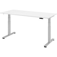 HAMMERBACHER XDSM19 elektrisch höhenverstellbarer Schreibtisch weiß rechteckig, T-Fuß-Gestell silber 180,0 x 80,0 cm von HAMMERBACHER