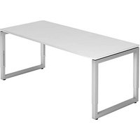 HAMMERBACHER RS19 höhenverstellbarer Schreibtisch weiß rechteckig, Kufen-Gestell silber 180,0 x 80,0 cm von HAMMERBACHER