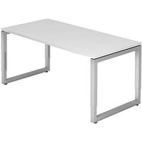 HAMMERBACHER RS16 höhenverstellbarer Schreibtisch weiß rechteckig, Kufen-Gestell silber 160,0 x 80,0 cm von HAMMERBACHER