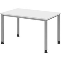 HAMMERBACHER HS12 höhenverstellbarer Schreibtisch weiß rechteckig, 4-Fuß-Gestell silber 120,0 x 80,0 cm von HAMMERBACHER