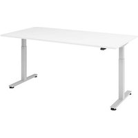 HAMMERBACHER XMST2E elektrisch höhenverstellbarer Schreibtisch weiß rechteckig, T-Fuß-Gestell silber 200,0 x 100,0 cm von HAMMERBACHER