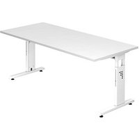 HAMMERBACHER OS 19 höhenverstellbarer Schreibtisch weiß rechteckig, C-Fuß-Gestell weiß 180,0 x 80,0 cm von HAMMERBACHER