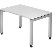 HAMMERBACHER JS12 höhenverstellbarer Schreibtisch weiß rechteckig, 4-Fuß-Gestell silber 120,0 x 80,0 cm von HAMMERBACHER