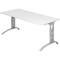 HAMMERBACHER FS19 höhenverstellbarer Schreibtisch weiß rechteckig, C-Fuß-Gestell silber 180,0 x 80,0 cm von HAMMERBACHER