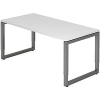 HAMMERBACHER RS16 höhenverstellbarer Schreibtisch weiß rechteckig, Kufen-Gestell grau 160,0 x 80,0 cm von HAMMERBACHER