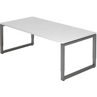 HAMMERBACHER RS2E höhenverstellbarer Schreibtisch weiß rechteckig, Kufen-Gestell grau 200,0 x 100,0 cm von HAMMERBACHER