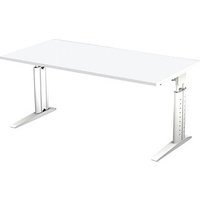 HAMMERBACHER US16 höhenverstellbarer Schreibtisch weiß rechteckig, C-Fuß-Gestell weiß 160,0 x 80,0 cm von HAMMERBACHER