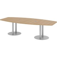 HAMMERBACHER Konferenztisch KT28S eiche Tonnenform, Rundrohr silber, 280,0 x 85,0 - 130,0 x 74,0 cm von HAMMERBACHER