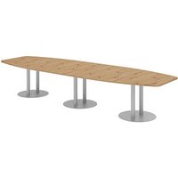 HAMMERBACHER Konferenztisch KT40S asteiche Tonnenform, Rundrohr silber, 400,0 x 85,0 - 130,0 x 74,0 cm von HAMMERBACHER