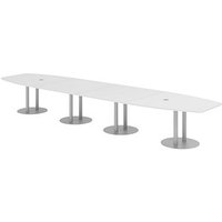 HAMMERBACHER Konferenztisch KT52S weiß Tonnenform, Rundrohr silber, 520,0 x 85,0 - 130,0 x 74,0 cm von HAMMERBACHER