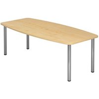 HAMMERBACHER Konferenztisch KT22C ahorn Tonnenform, Rundrohr chrom, 220,0 x 83,0/103,0 x 72,0 - 74,0 cm von HAMMERBACHER