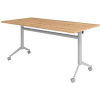 HAMMERBACHER Mehrzwecktisch KF 16 asteiche rechteckig, T-Fuß-Gestell silber, 160,0 x 80,0 x 75,0 cm von HAMMERBACHER