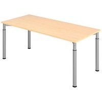HAMMERBACHER Mirakel höhenverstellbarer Schreibtisch ahorn rechteckig, 4-Fuß-Gestell silber 180,0 x 80,0 cm von HAMMERBACHER