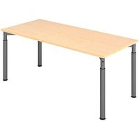 HAMMERBACHER Mirakel höhenverstellbarer Schreibtisch ahorn rechteckig, 4-Fuß-Gestell grau 180,0 x 80,0 cm von HAMMERBACHER