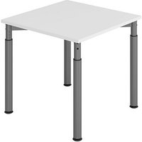 HAMMERBACHER Mirakel höhenverstellbarer Schreibtisch lichtgrau quadratisch, 4-Fuß-Gestell grau 80,0 x 80,0 cm von HAMMERBACHER