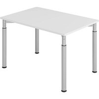 HAMMERBACHER Mirakel höhenverstellbarer Schreibtisch lichtgrau rechteckig, 4-Fuß-Gestell silber 120,0 x 80,0 cm von HAMMERBACHER