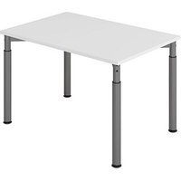 HAMMERBACHER Mirakel höhenverstellbarer Schreibtisch lichtgrau rechteckig, 4-Fuß-Gestell grau 120,0 x 80,0 cm von HAMMERBACHER