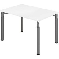 HAMMERBACHER Mirakel höhenverstellbarer Schreibtisch weiß rechteckig, 4-Fuß-Gestell grau 120,0 x 80,0 cm von HAMMERBACHER