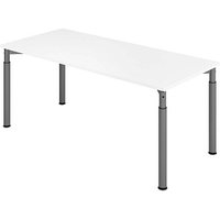 HAMMERBACHER Mirakel höhenverstellbarer Schreibtisch weiß rechteckig, 4-Fuß-Gestell grau 180,0 x 80,0 cm von HAMMERBACHER