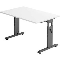 HAMMERBACHER OS 12 höhenverstellbarer Schreibtisch weiß rechteckig, C-Fuß-Gestell grau 120,0 x 80,0 cm von HAMMERBACHER