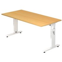 HAMMERBACHER OS 16 Gradeo höhenverstellbarer Schreibtisch buche rechteckig, C-Fuß-Gestell weiß 160,0 x 80,0 cm von HAMMERBACHER