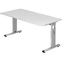 HAMMERBACHER OS 16 Gradeo höhenverstellbarer Schreibtisch weiß rechteckig, C-Fuß-Gestell silber 160,0 x 80,0 cm von HAMMERBACHER