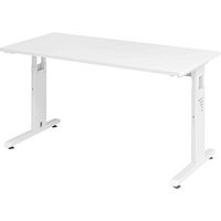 HAMMERBACHER OS614 Schreibtisch weiß rechteckig, 4-Fuß-Gestell weiß 140,0 x 67,2 cm von HAMMERBACHER