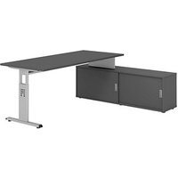 HAMMERBACHER OSE19SB höhenverstellbarer Schreibtisch grafit rechteckig, T-Fuß-Gestell silber 180,0 x 80,0 cm HAMMERBACHER OSE19SB höhenverstellbarer Schreibtisch grafit rechteckig, T-Fuß-Gestell silber 180,0 x 80,0 cm von HAMMERBACHER