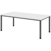 HAMMERBACHER Orbis höhenverstellbarer Schreibtisch weiß rechteckig, 4-Fuß-Gestell grau 200,0 x 100,0 cm von HAMMERBACHER