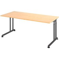 HAMMERBACHER Popular höhenverstellbarer Schreibtisch ahorn rechteckig, C-Fuß-Gestell grau 180,0 x 80,0 cm von HAMMERBACHER