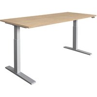 HAMMERBACHER Prokura elektrisch höhenverstellbarer Schreibtisch eiche rechteckig, C-Fuß-Gestell silber 180,0 x 80,0 cm von HAMMERBACHER